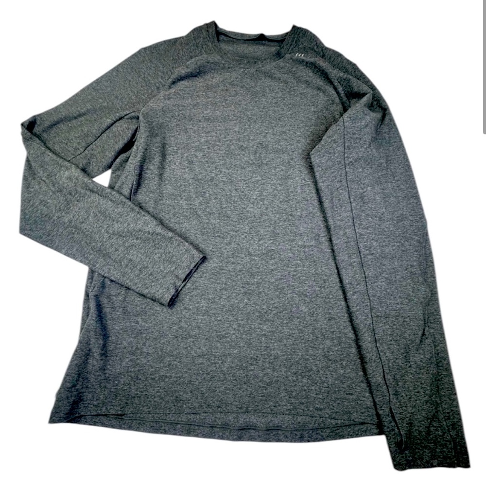 Lululemon Shirt Men Large Gray Performance Surge Warm Crew Long Sleeve Pullover